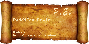 Padács Ervin névjegykártya